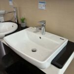 Chậu rửa mặt lavabo bán âm INAX AL-345V (AL345V) (AL-345VFC) men Aqua Ceramic - Ảnh 3
