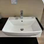 Chậu rửa mặt lavabo bán âm INAX AL-345V (AL345V) (AL-345VFC) men Aqua Ceramic - Ảnh 4