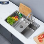Chậu rửa chén Posco 304 Super Linen dập nổi KLUGER KH8048SLPlus (HARU Series) - Ảnh 4