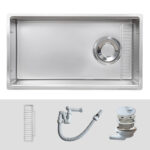 Chậu rửa chén Posco 304 Linen dập nổi KLUGER KY8045FS-S80 (TOYA Series) - Ảnh 3